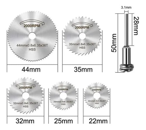 Set Discos De Sierra Mototools X 6 Unidades RT202404