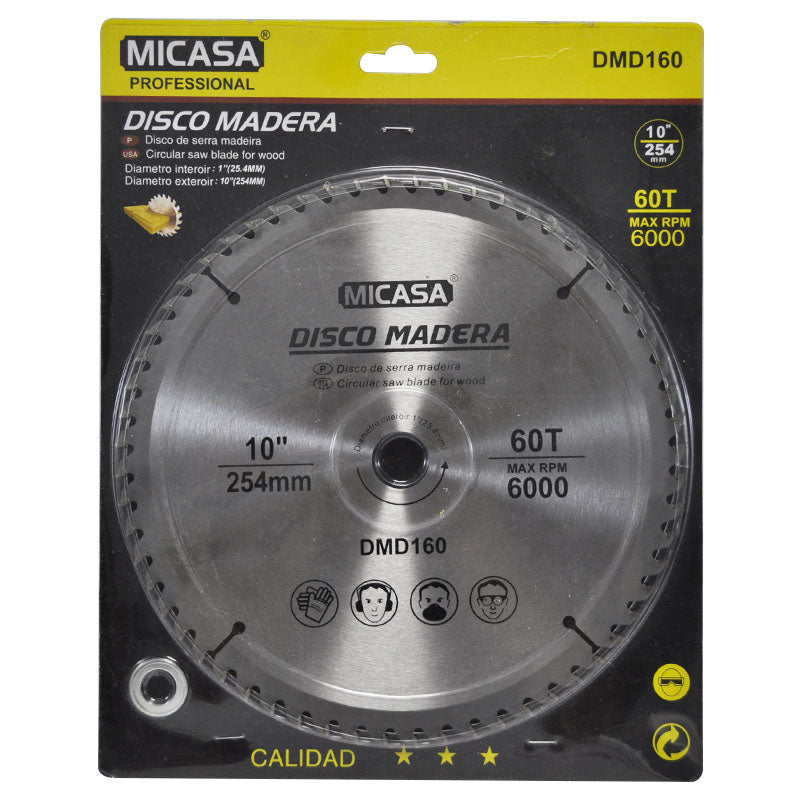 Disco Corte Madera 10'' X 60 dientes REF DMD160