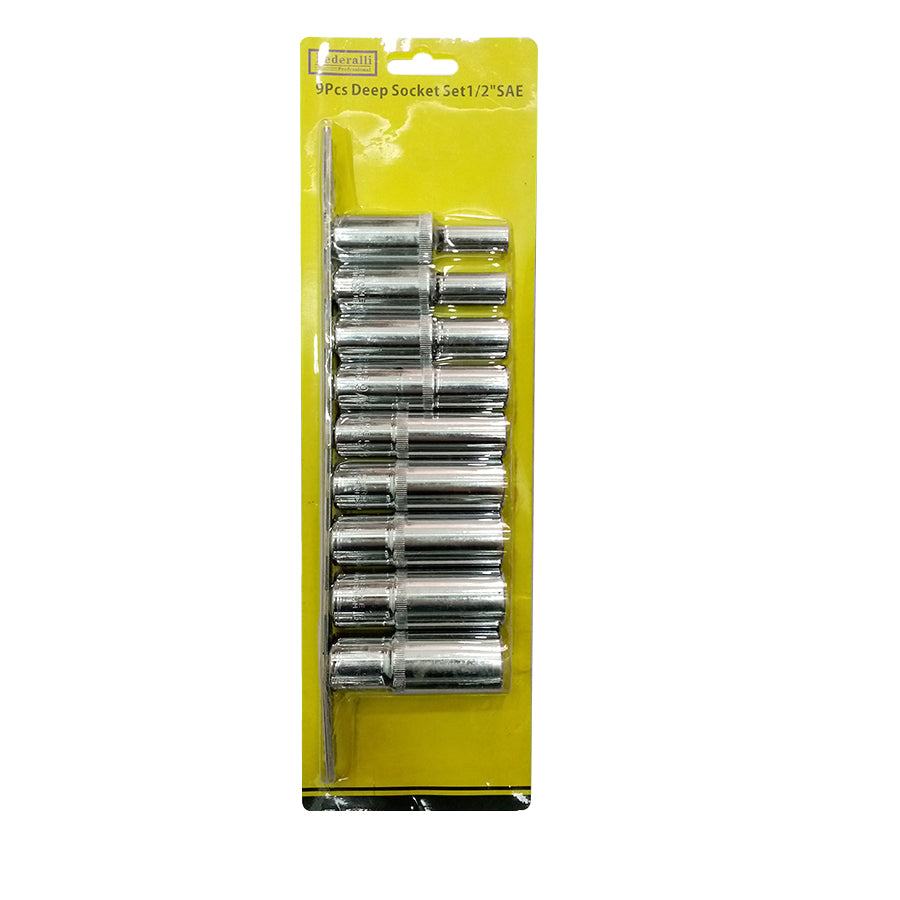Juego de Vasos Profundos de 9 Pzs 1/2" REF FD-I0074