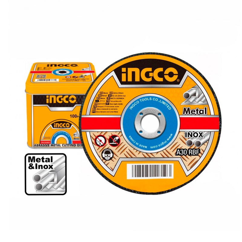 kit 10 x Discos Abrasivos de Corte Metal Ingco 115 X 1,22 X 22,2mm