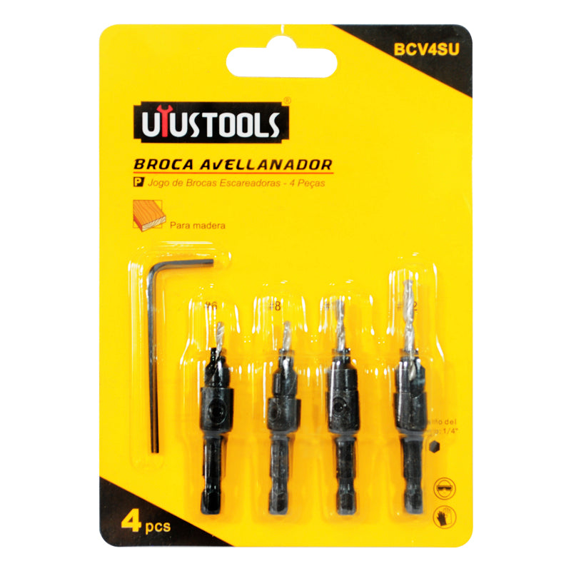 Set brocas avellanador x4 Uyustools REF BCV4SU