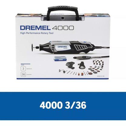 Mototool + 3 Aditamentos: Eje + 36 Accesorios Dremel 4000na