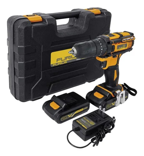 Taladro Percutor Inalámbrico 1/2 21v Furius Fcd21 + Maleta  FCD21