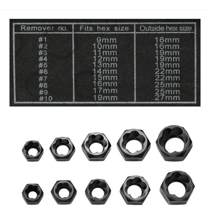 Extractor De Tuercas Pernos Dañados X10und  Dy-202356