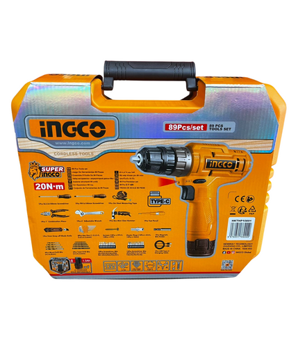 Taladro Atornillador Ingco Inalámbrico 12v  89PC CDLI12428