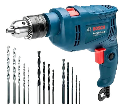 Taladro percutor atornillador BOSCH GBS 550 + Kit 14 Accesorios REF: 1B6-0G4