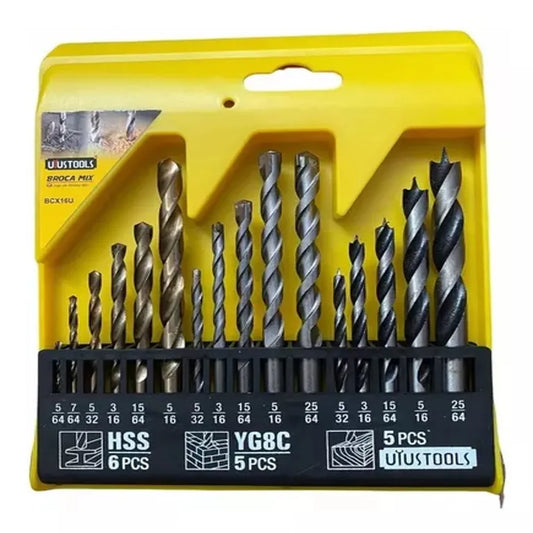 Juego de brocas madera-muro-lamina BCX16U